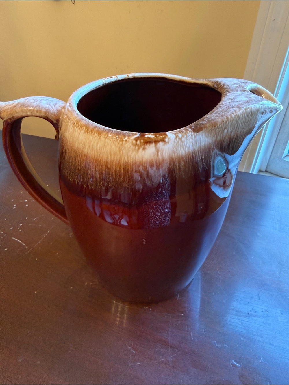 VTG USA pottery 7011 Brown Drip glaze Pitcher jug